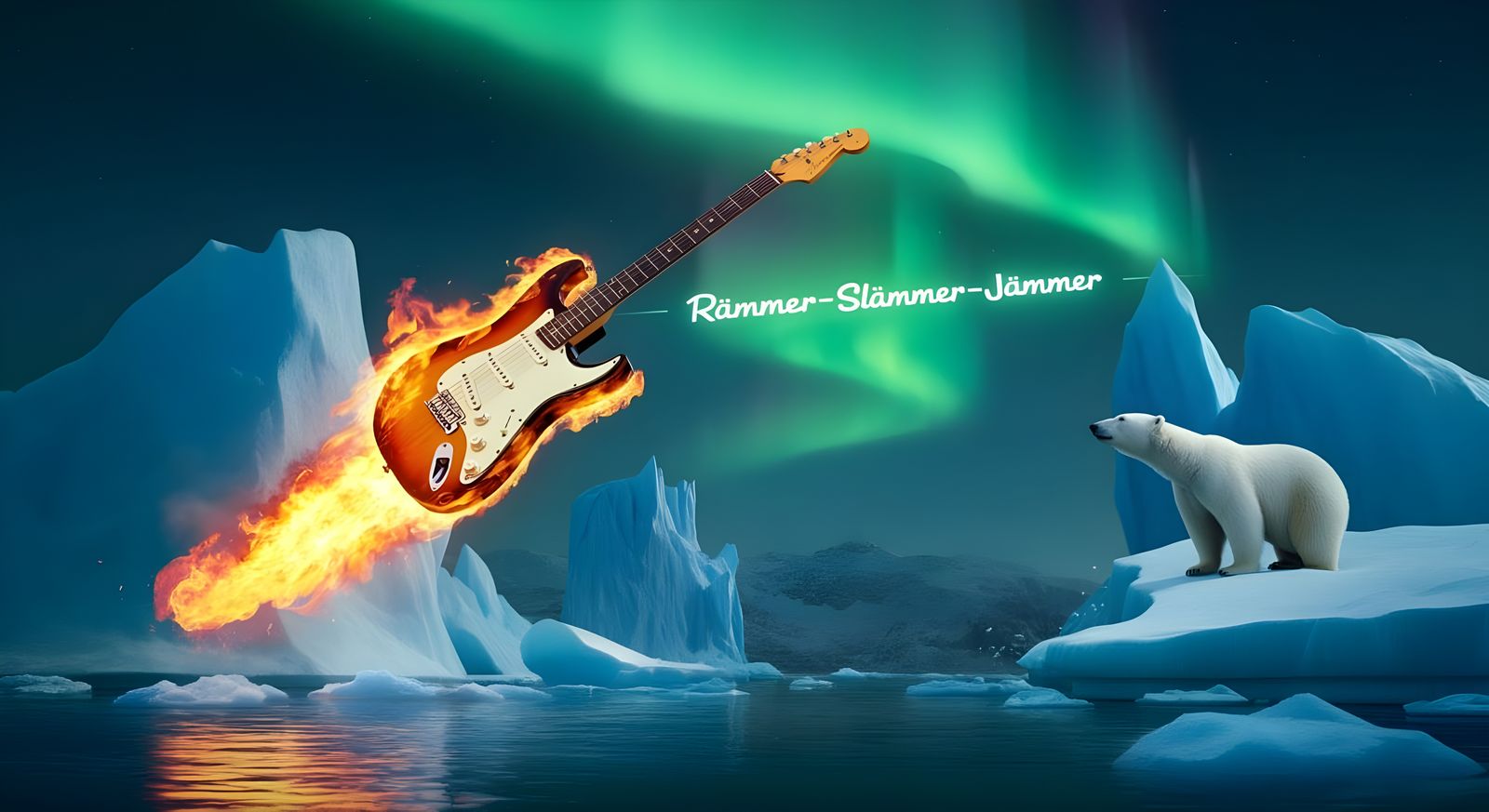 Flaming Guitar Soars Over Arctic in Pixar Style
