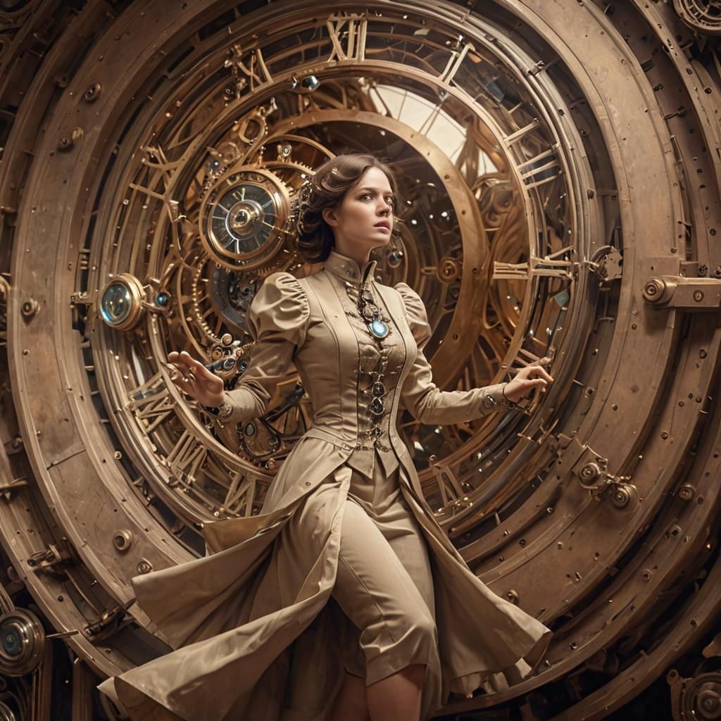 Woman at Temporal Portal: A Digital Painting