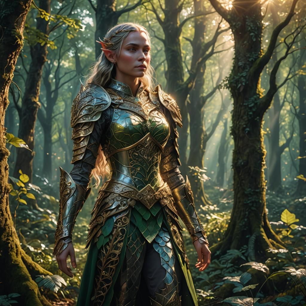 Lady Elf in Mystical Forest: Photorealistic Fantasy Art