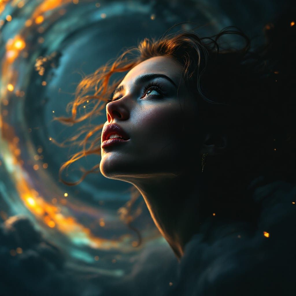 Surreal Portrait of a Woman in Flight