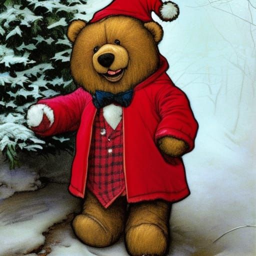 Teddy Bear Finds Perfect Christmas Tree