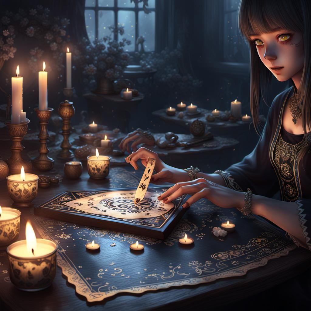 Mystical Ouija Board in 3D Anime Art Style