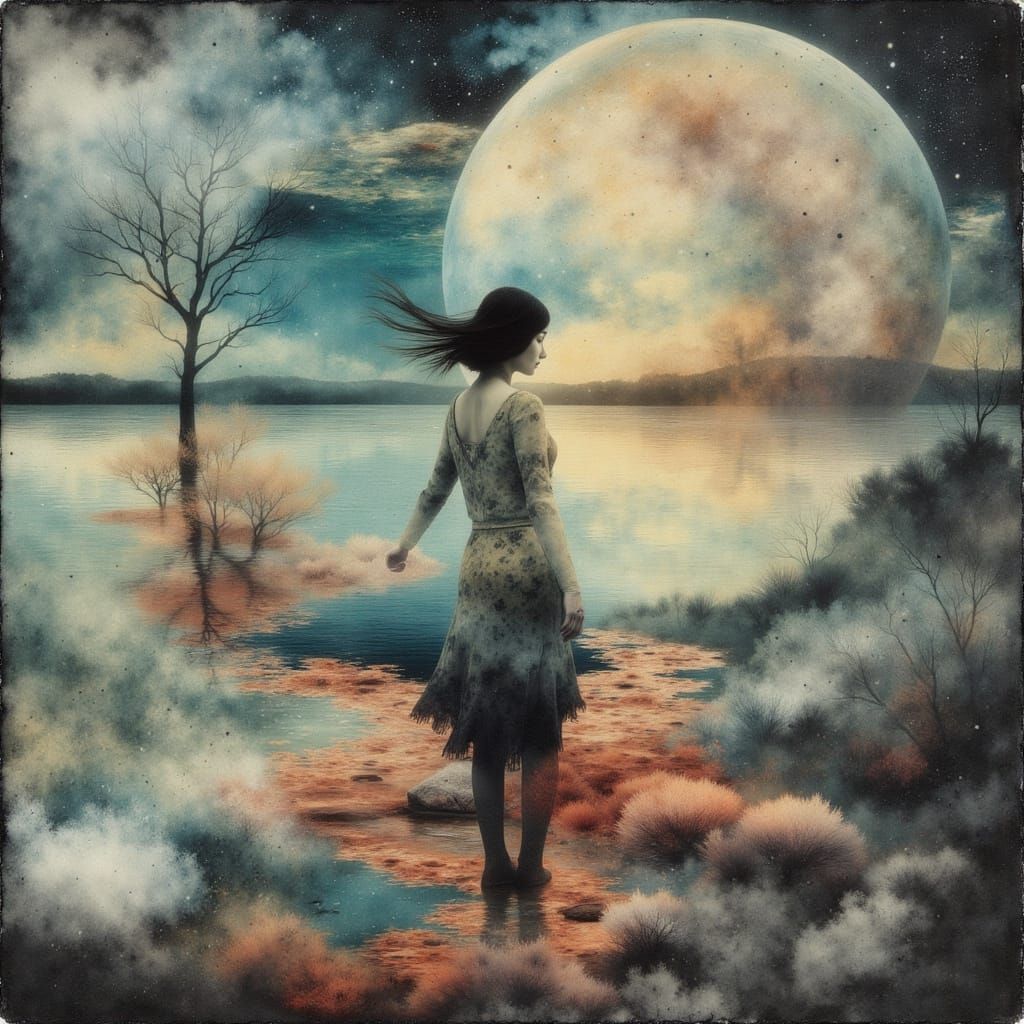 Surreal Balance: Optical Illusion in Dreamlike Style