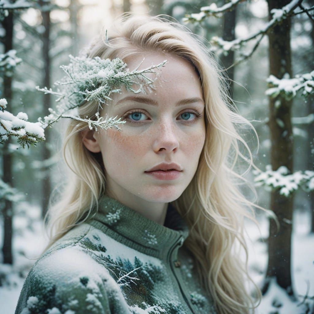 Double Exposure Portrait in Light-Silver Emulsion Style