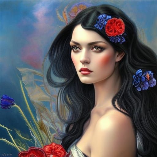 Beautiful Neovictorian Woman Portrait in Artgerm Style