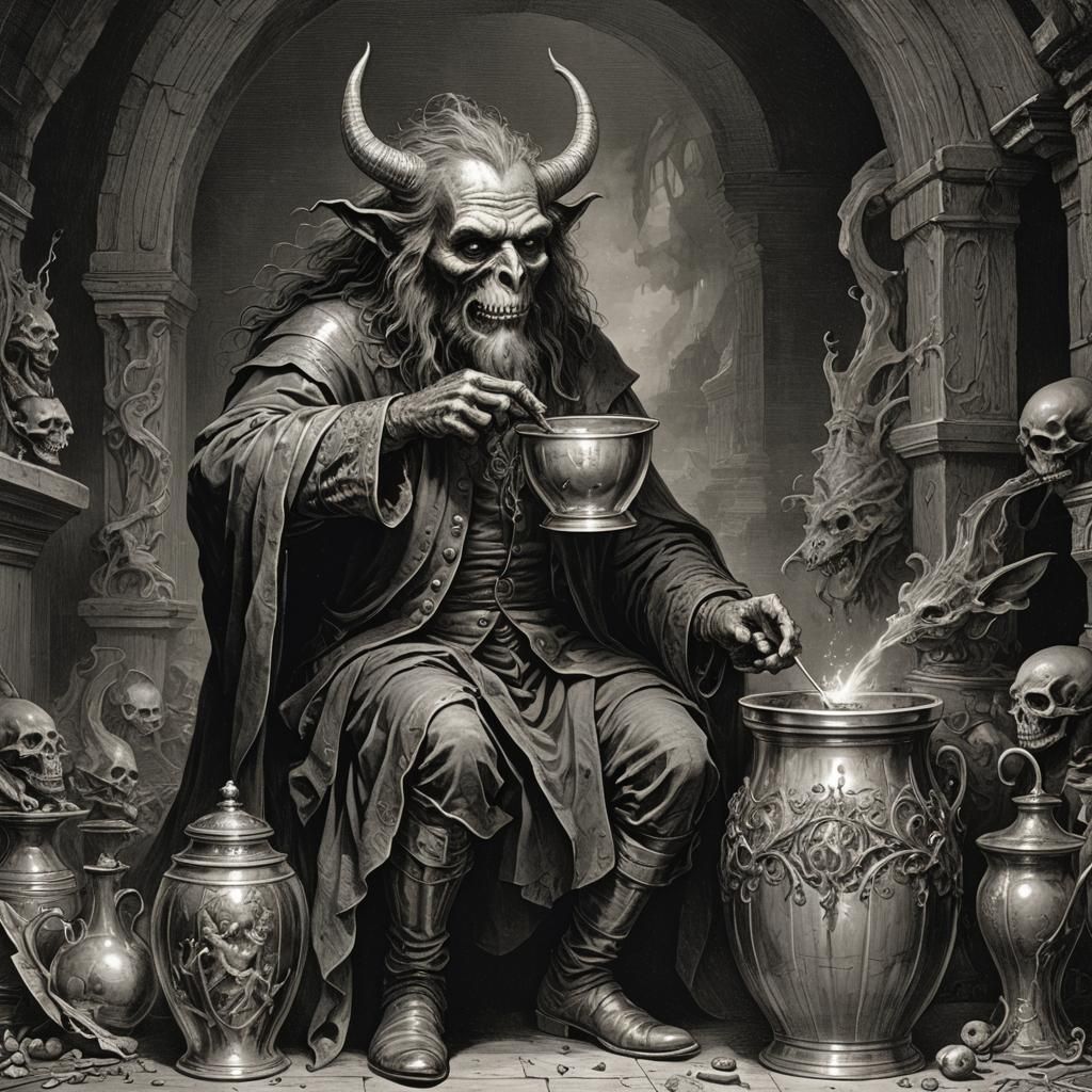 Goblin Drowning in Whiskey: Doré Style Horror