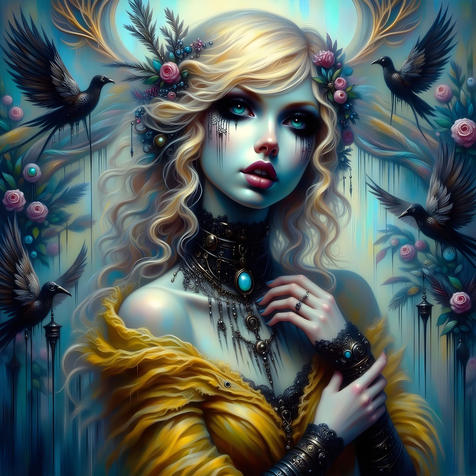 Ethereal Gothic Goddess in Smoky Twilight