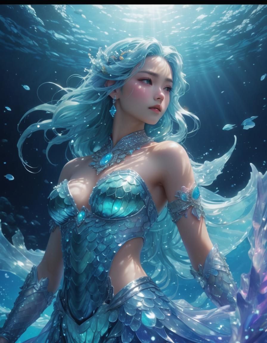 Neon Sea God in Underwater Wonderland