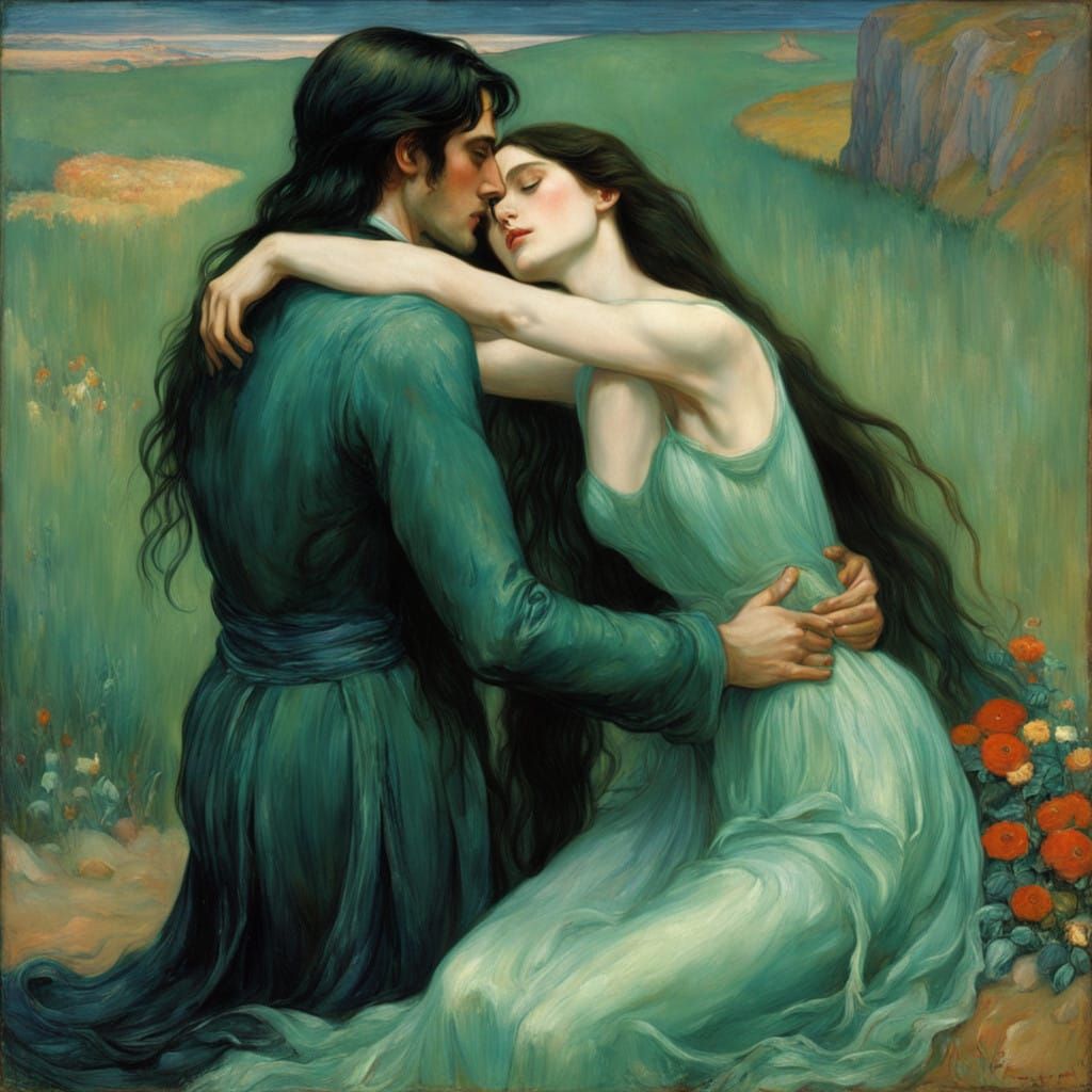 Tragic Siren in Pre-Raphaelite Style