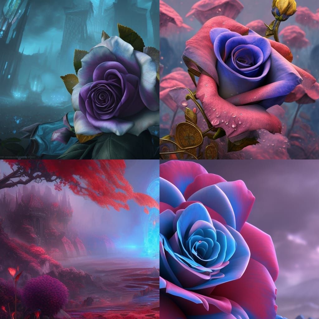 Detailed Matte Painting of a Bleeding Blue Rose