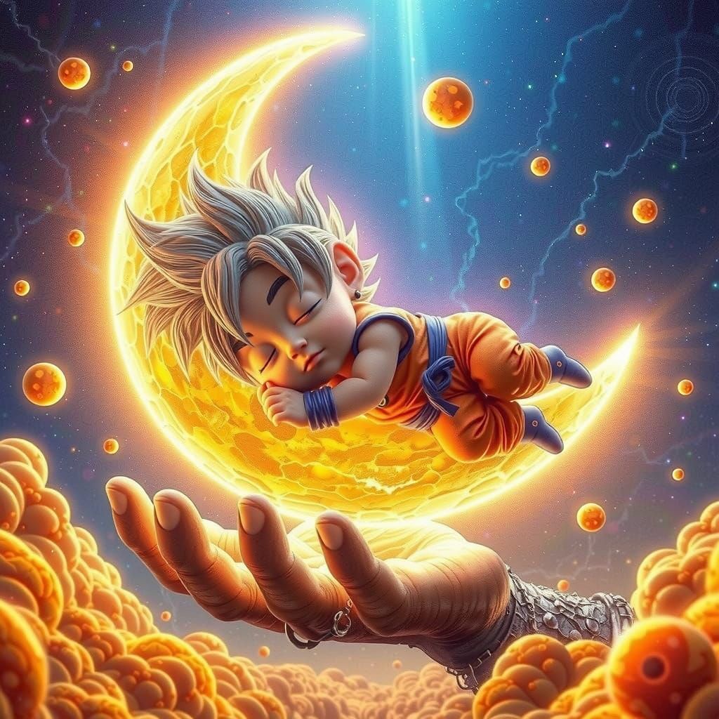 Cute tiny baby Goku sleeping ...