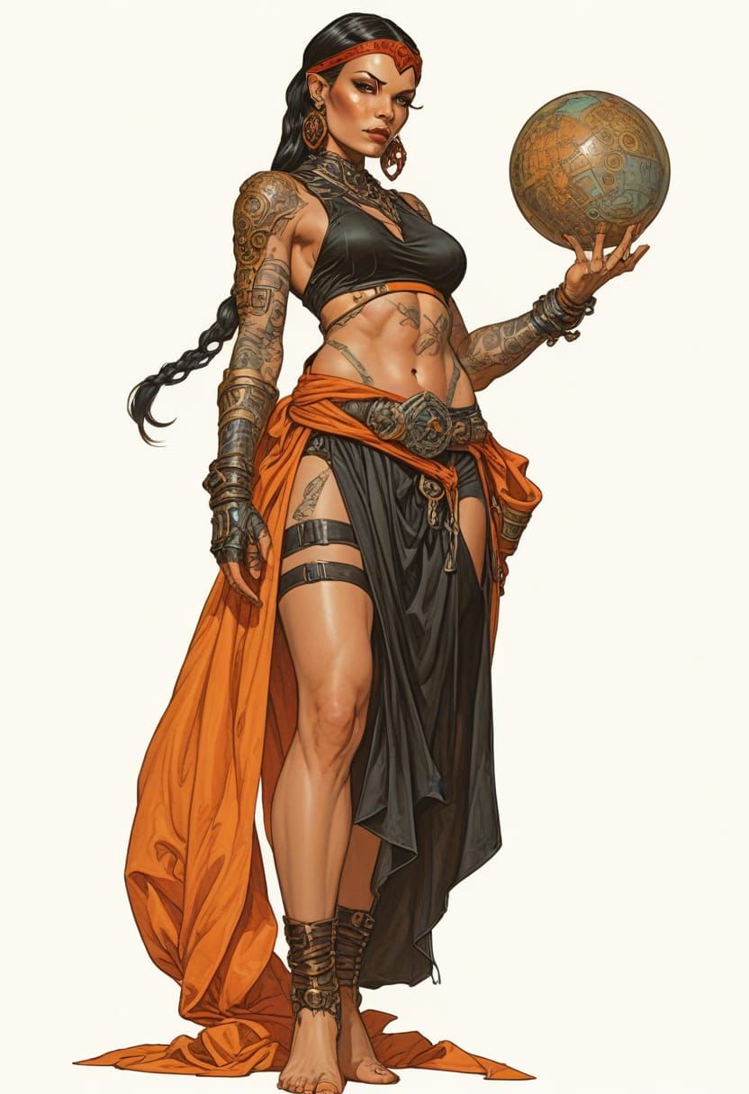 Tattooed Sci-Fi Hedonist in Heroic Fantasy Style