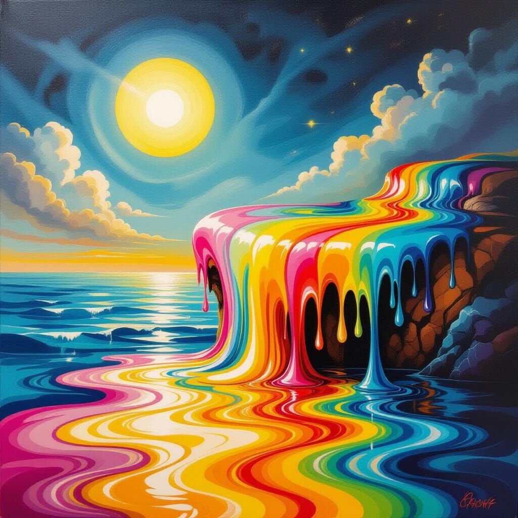 Treat surrealism matte background melting oil on canvas