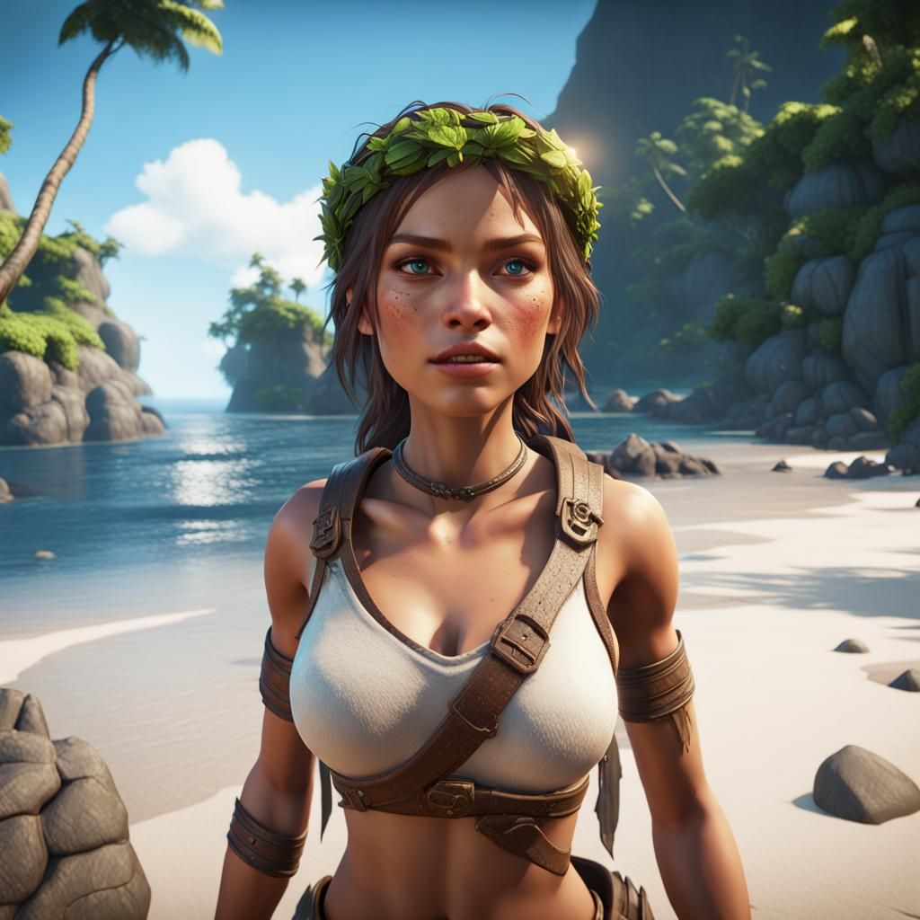 Island Girl in 3D Game Cinematic Style