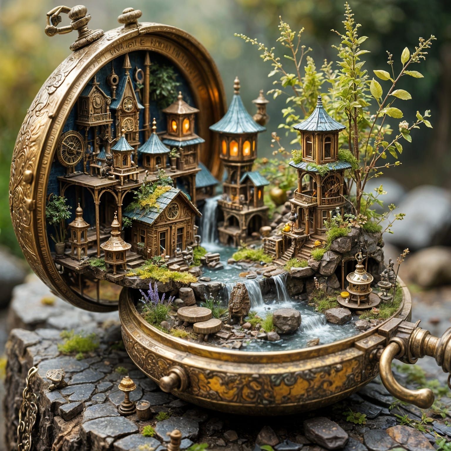 Steampunk Miniature World Inside Antique Pocket Watch
