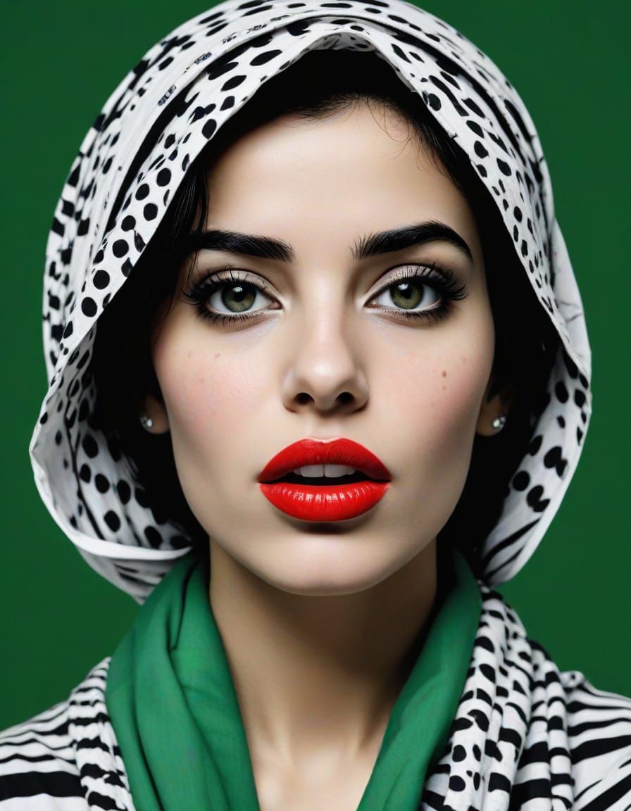 Confident Palestinian Woman in Pop Art Style