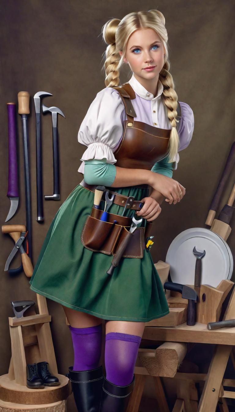 Young Carpenter Woman in Hyperrealistic 8k