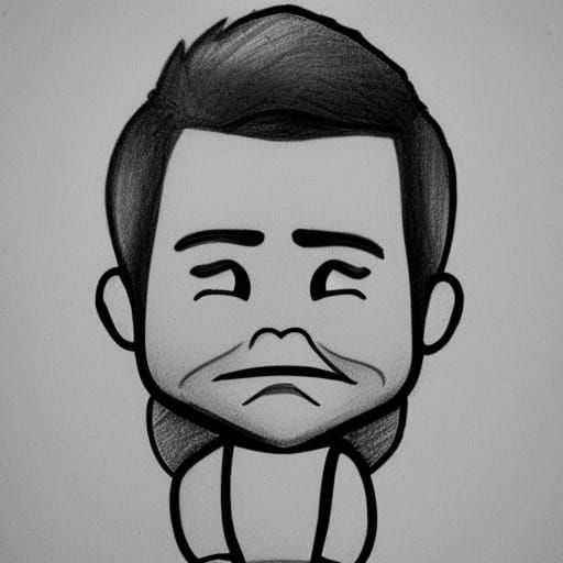 Ryan Reynolds Chibi Caricature: Black and White Minimalist A...