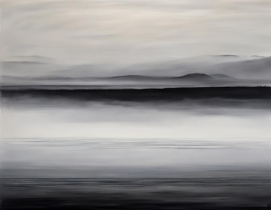 Mournful Abstract Landscape in Charcoal Drawing Style