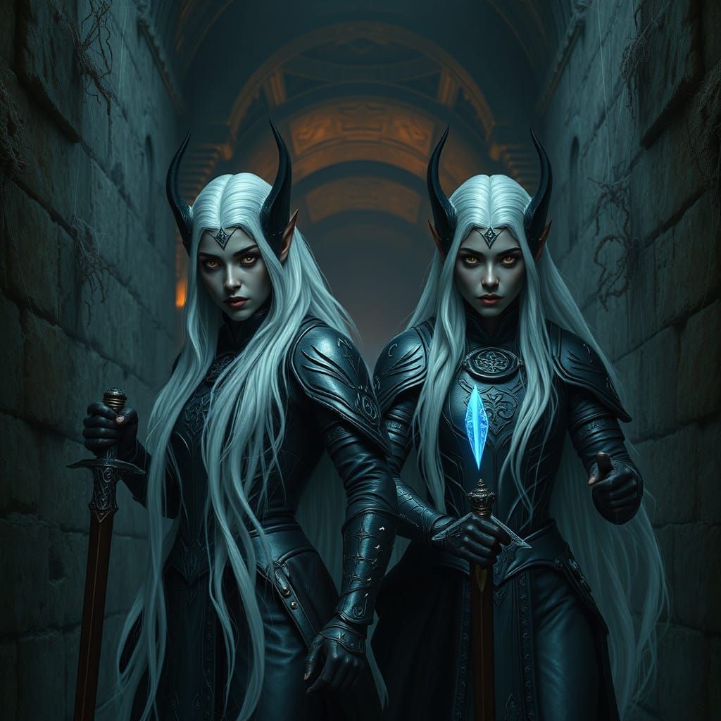 Ethereal Black Elf Warriors in Fierce Combat Stance