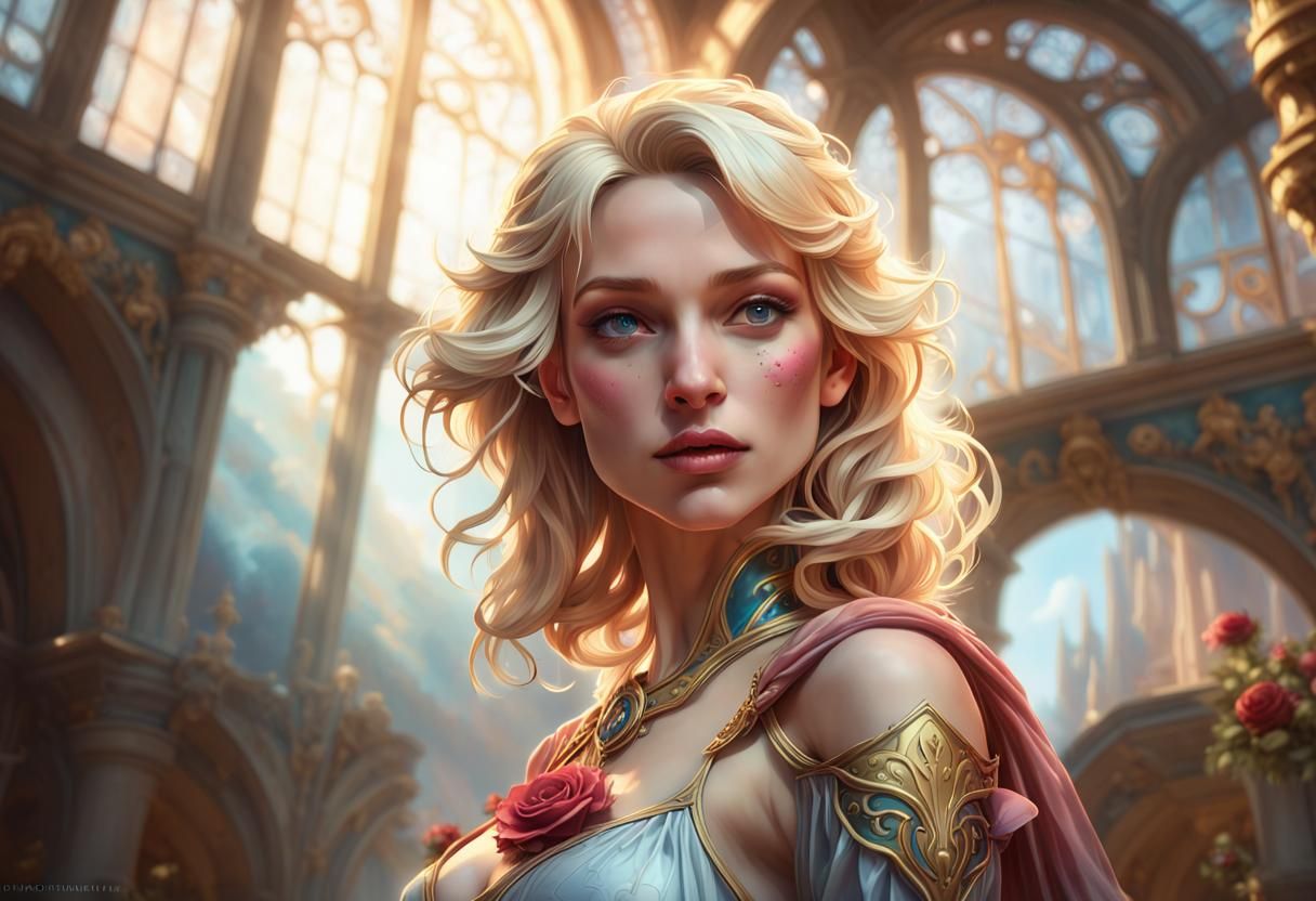 Ethereal Blonde Portrait in Fantasy Art Style