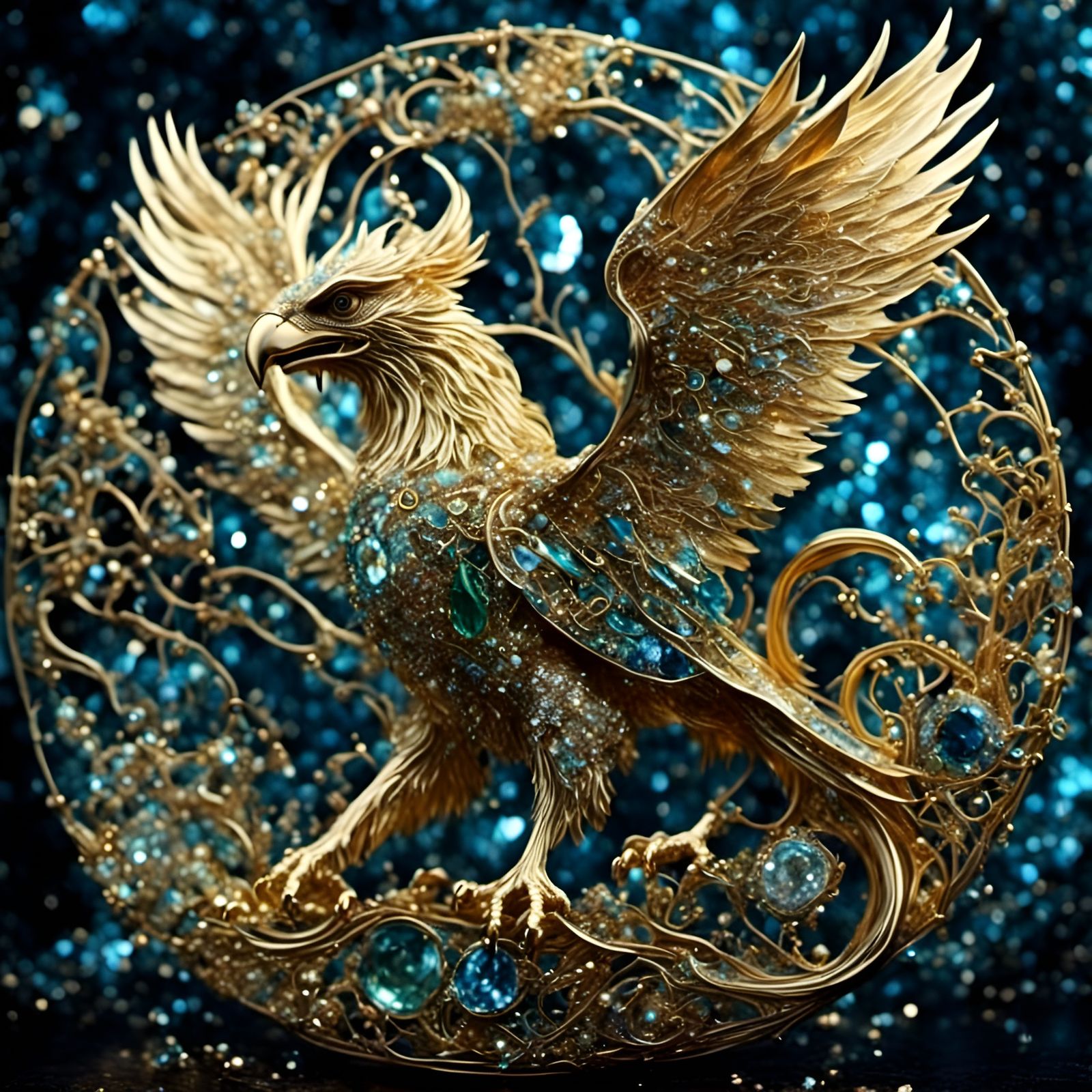 Surreal Crystal Gryphon in Hyperrealistic Style
