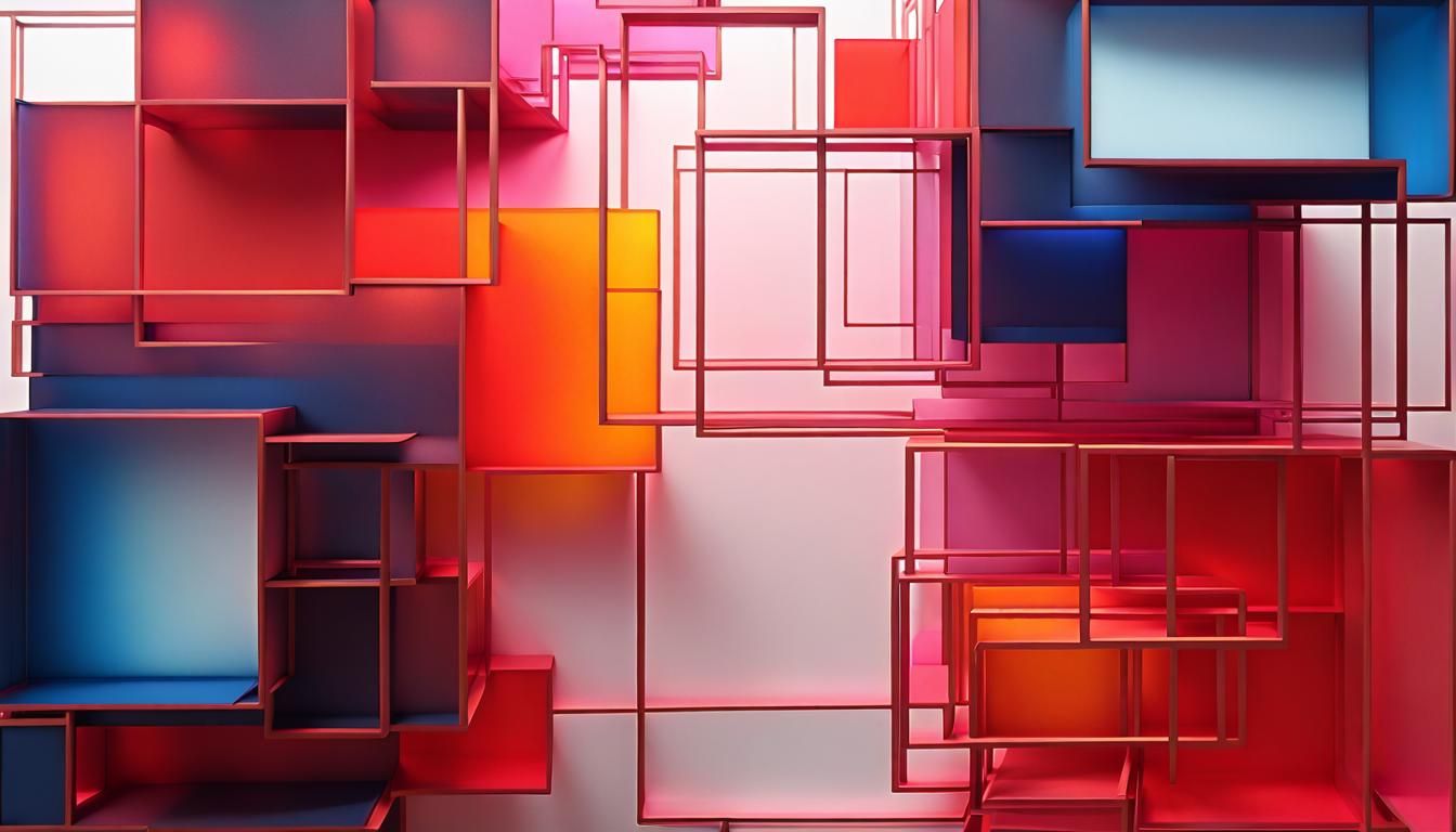 Abstract Squares with Volumetric Neon Lighting