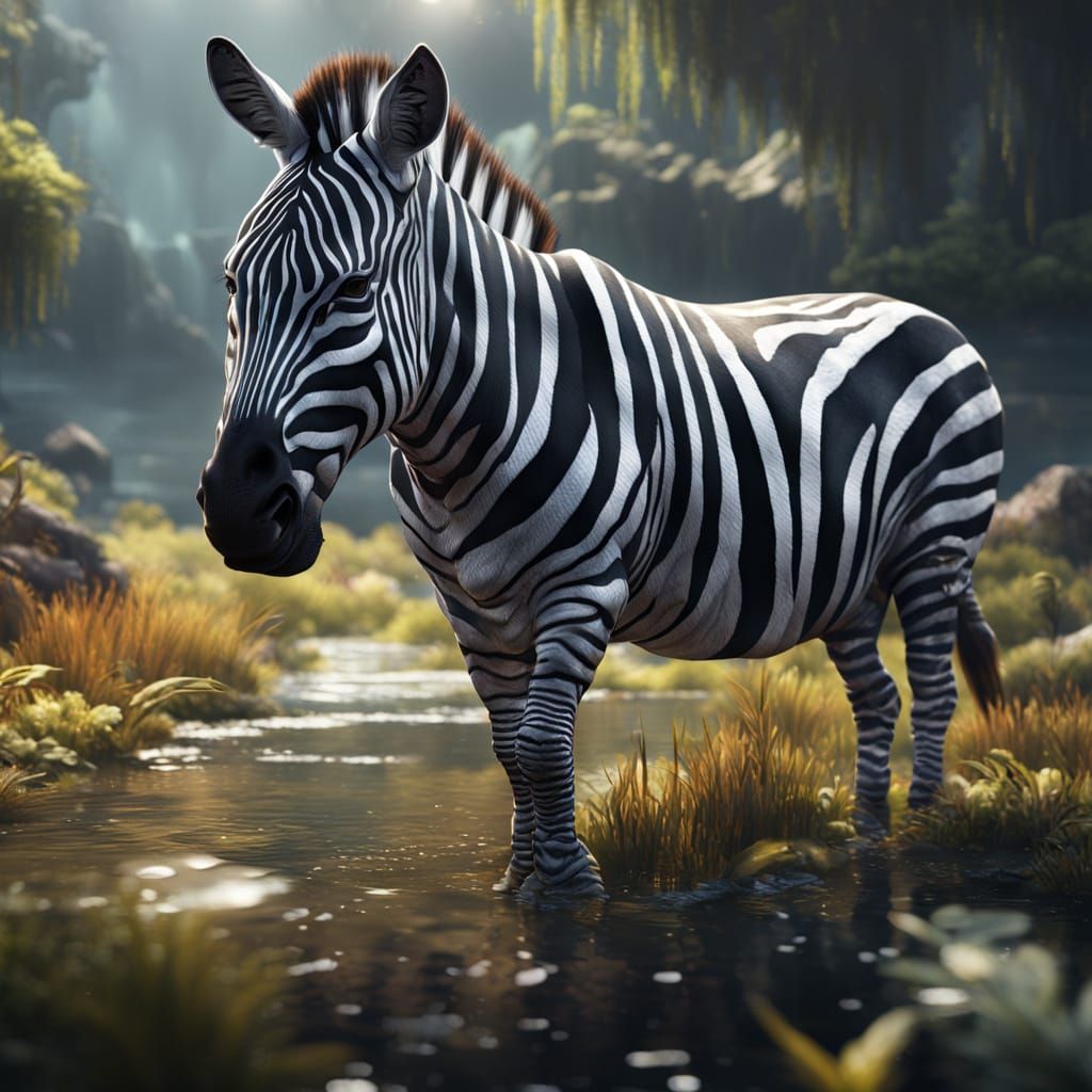 Fantastical Zebra in Deep, Vivid Colors