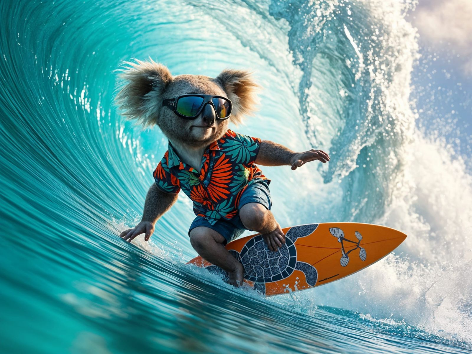 Koala Surfer in Hyper-Realistic Surfing Epic