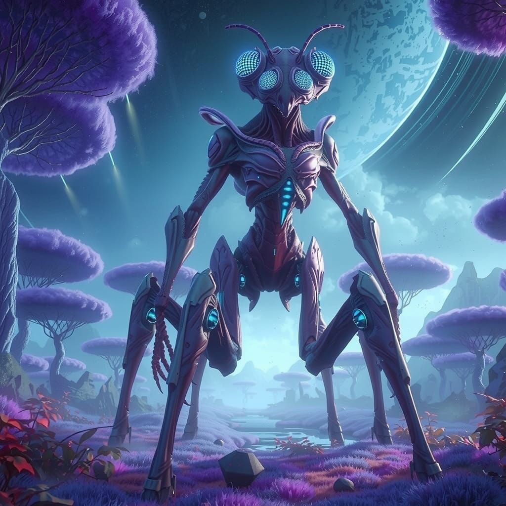 Hyper-Detailed Purple Alien Mammal in a Cinematic Style