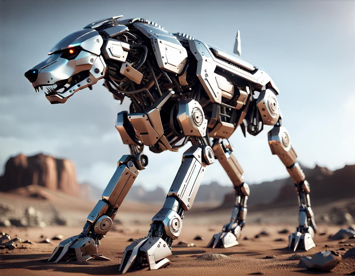 Futuristic Robotic War Dog in Sci-Fi Style