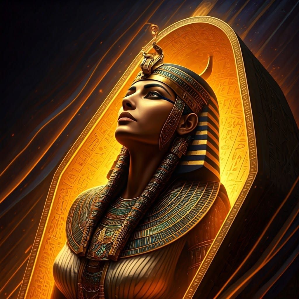 Egyptian Goddess Awakens in Golden Splendor