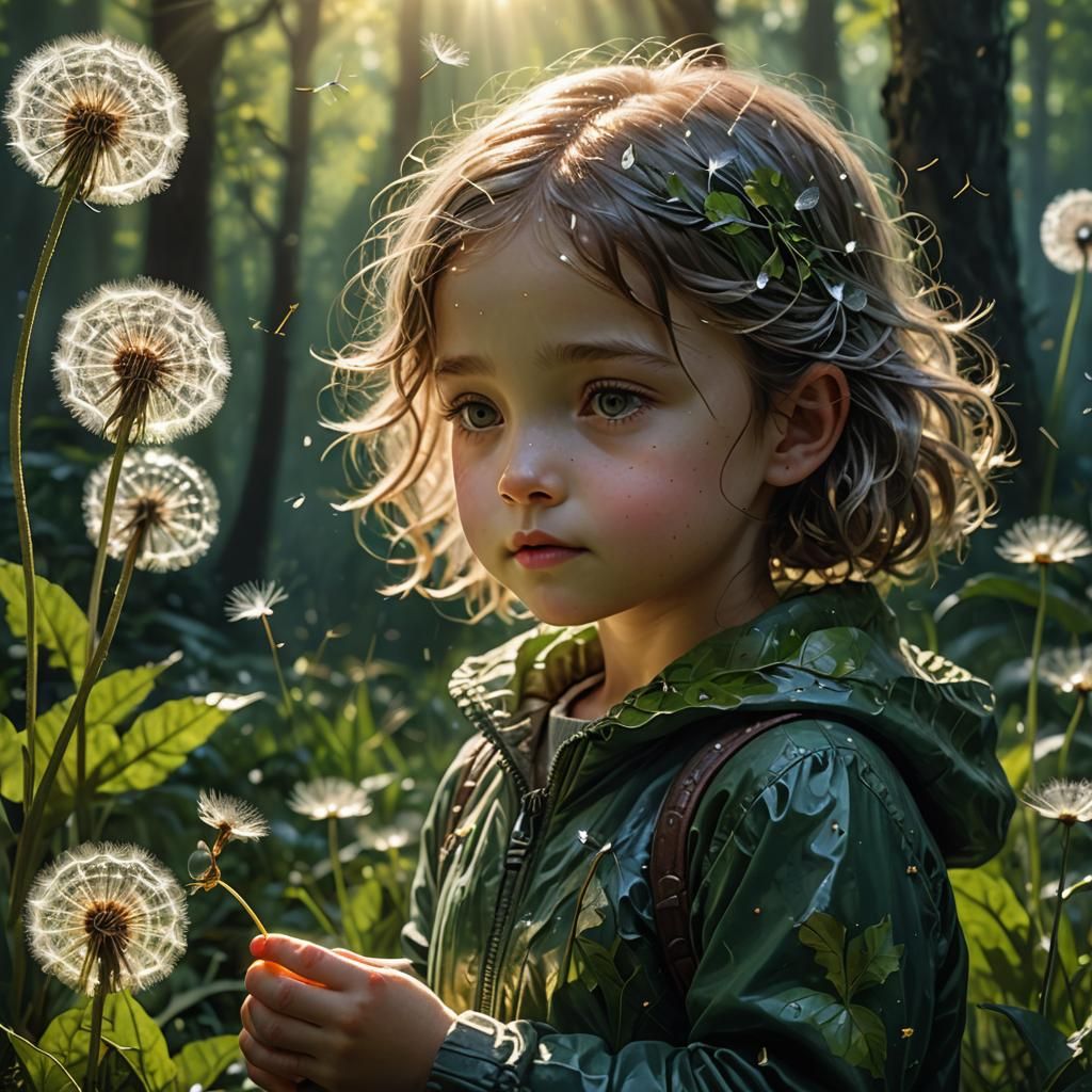 Cute girl with a Dandelion Puff