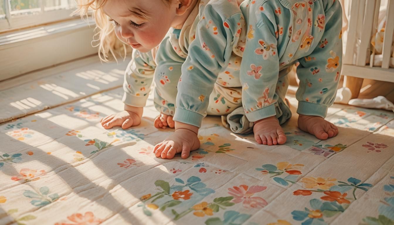 Baby Giggling in Sunny Nursery as Impressionist Painting