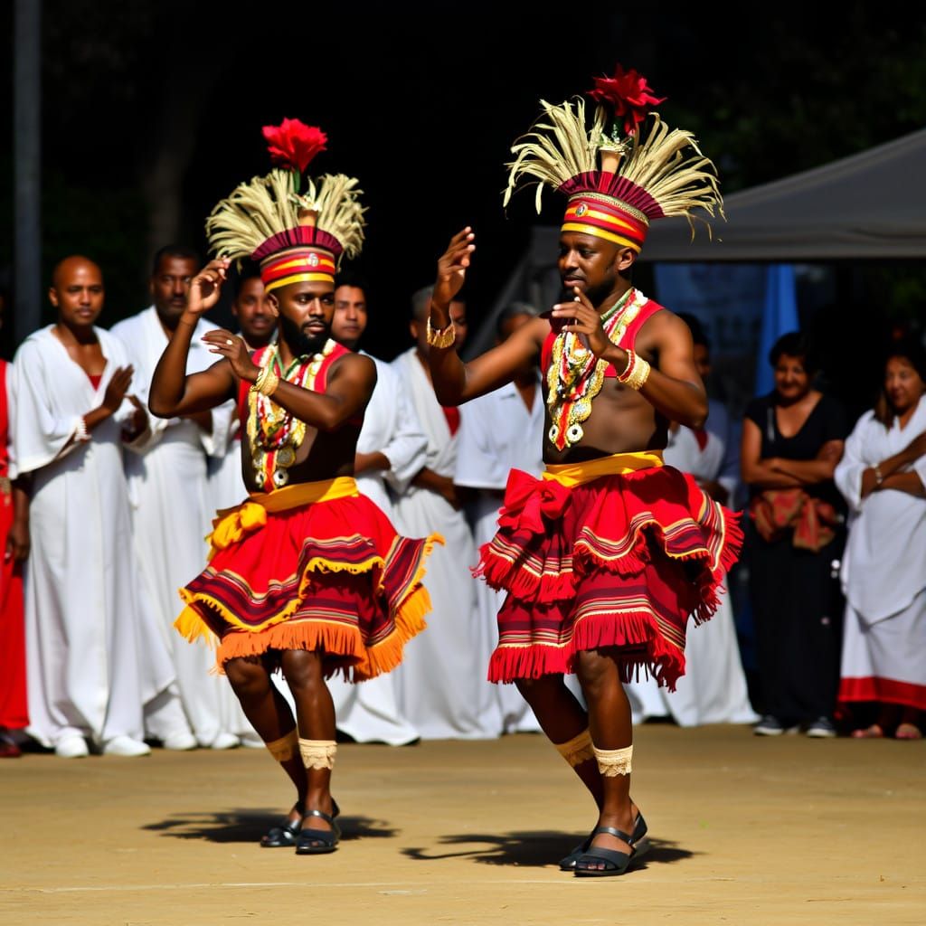Eleggua Morris Dancers in Vibrant Afro-Caribbean Style