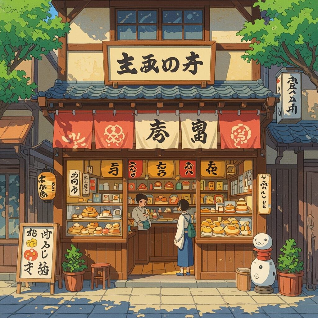 Japanese Pastry Shop in Ghibli Style