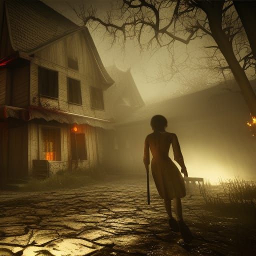 Scary Village Horror in 3D Cinematic Style