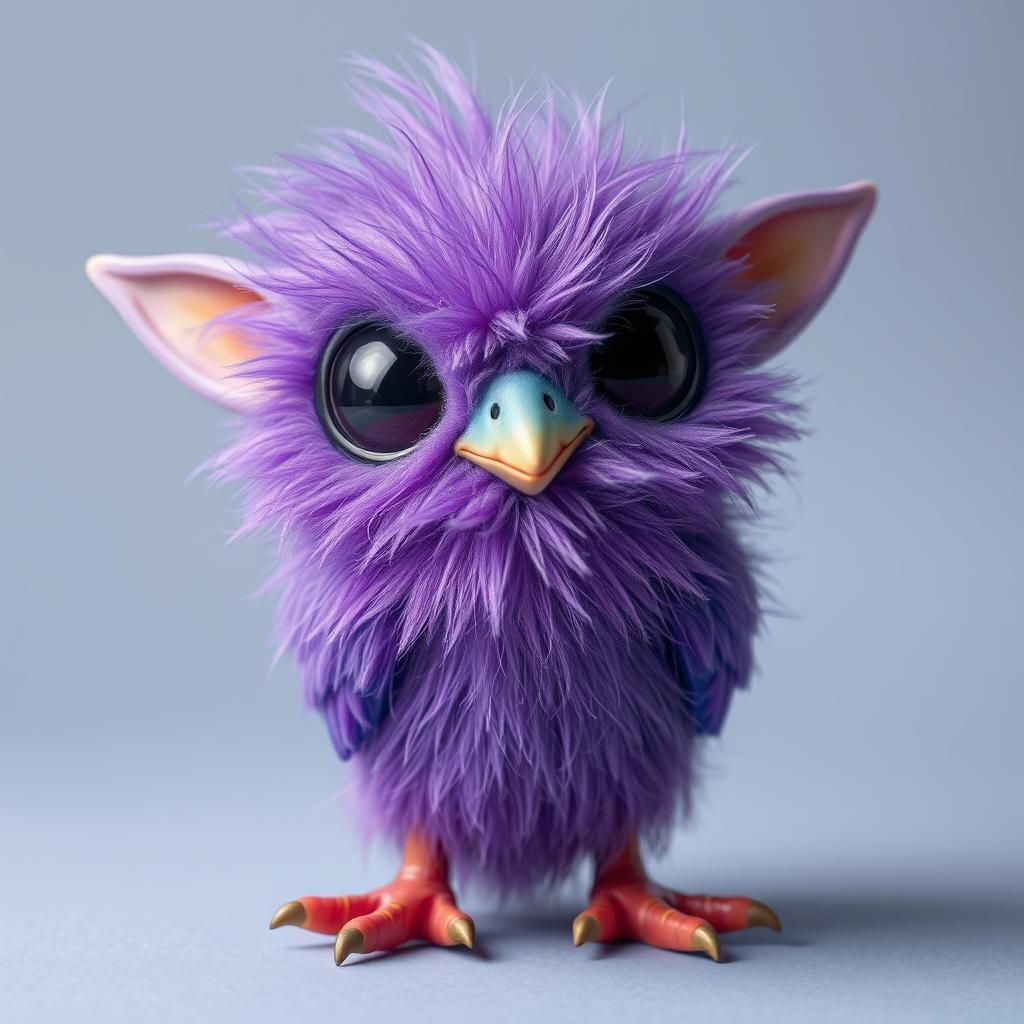 Adorable Fuzzy Purple Extraterrestrial Bird Creature