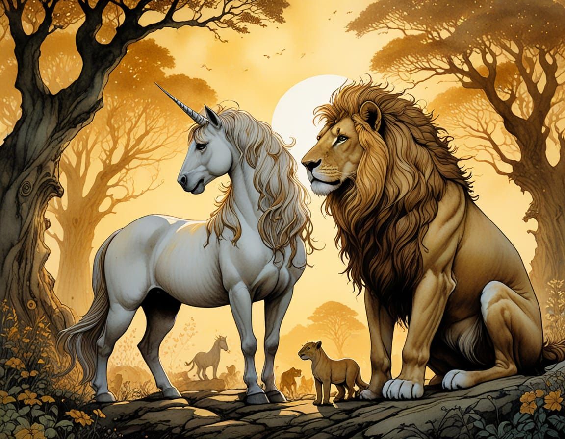 Proud Unicorn and Lion Parents Watch Whimsical Crossover Cub...