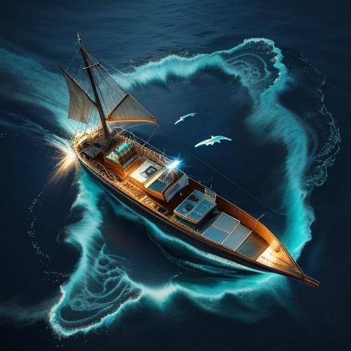 Bioluminescent Whale Under Fishing Boat