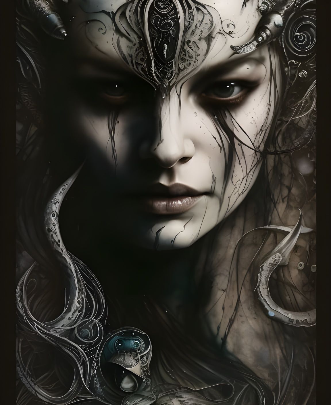 Viking Shaman in Flowing Black Ink