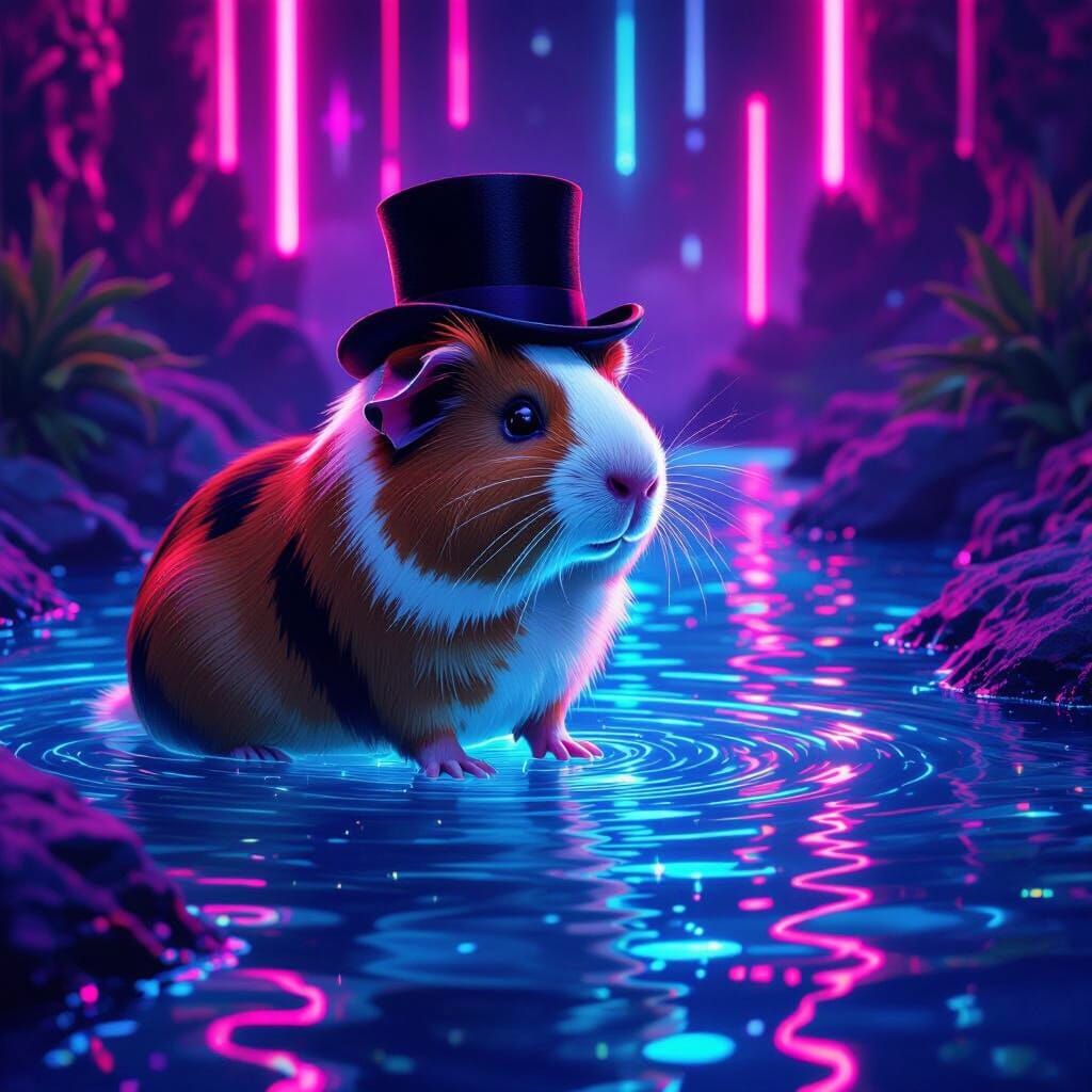 Guinea Pig in Top Hat by Glowing River