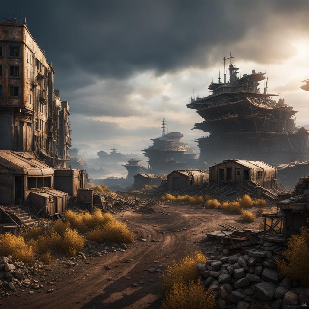 Post-Apocalyptic Warzone: Detailed Matte Painting