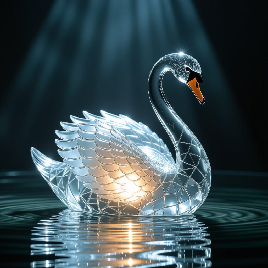 Glass Swan in Dramatic Cinematic Lighting