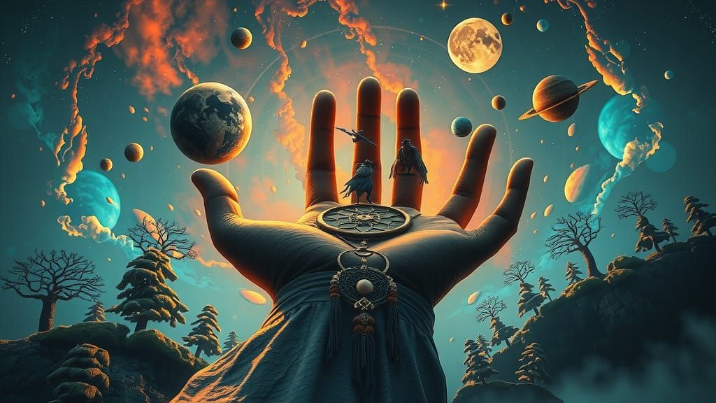 Cosmic Dreamcatcher Hand Juggling Planets