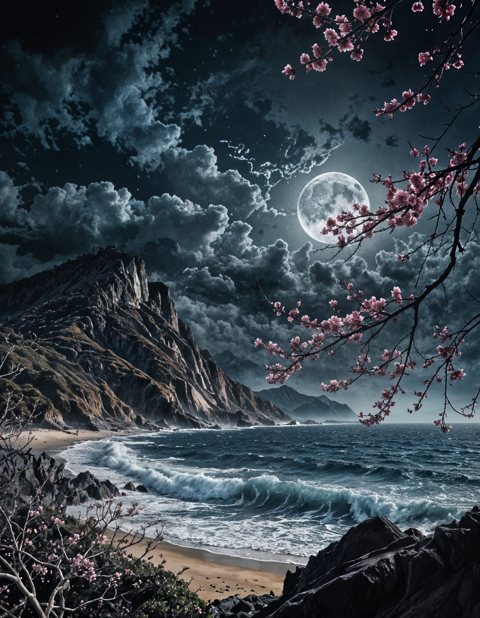 Dark Ocean Storms Unleash Power Under a Glorious Moonlit Sky