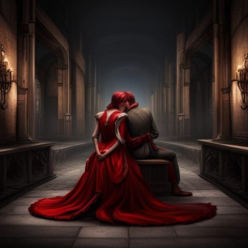 Figures in Red: Dark Cellar Matte Painting