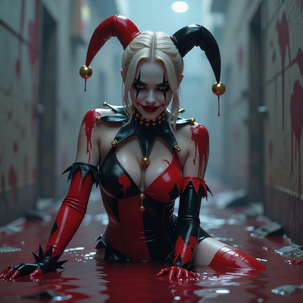 Dark Harley Quinn in Twisted Jester Costume