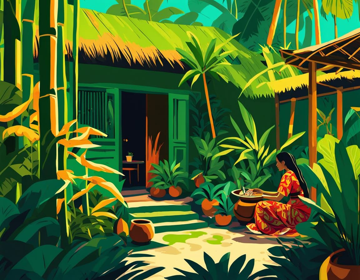 Vibrant Polynesian Paradise in Fauvist Expressionism