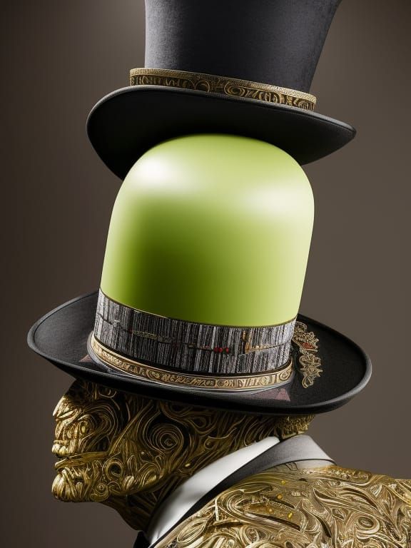 Detailed Cake Top Hat Portrait, Hyperrealistic 16k